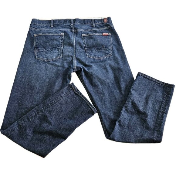 7 For All Mankind Jeans Mens 40x32 Dark Blue Slimmy SMSU980FY Denim Western Boho - Picture 16 of 16